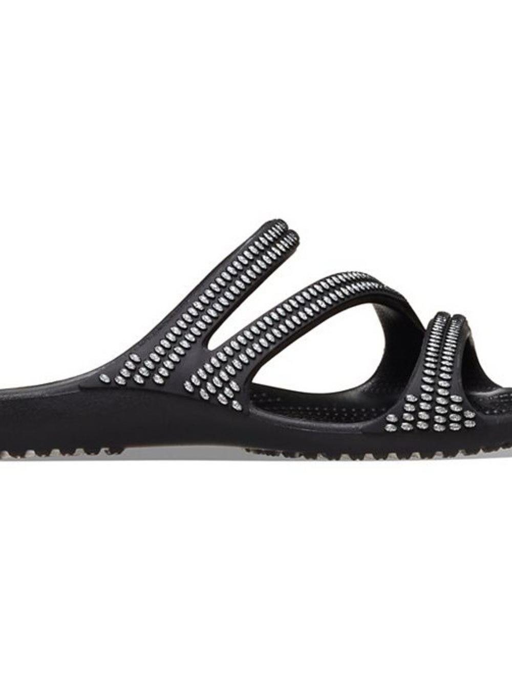 CROCS Women's Black Slide Sandals with Silver Beaded Straps - Picture 3 of 4